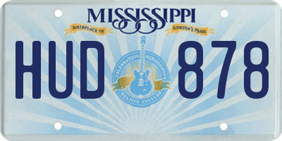 MS license plate HUD878