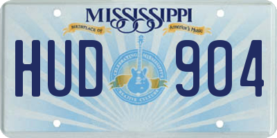 MS license plate HUD904