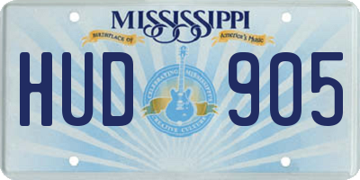 MS license plate HUD905