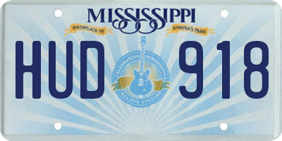 MS license plate HUD918