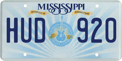 MS license plate HUD920