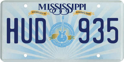 MS license plate HUD935