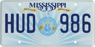 MS license plate HUD986
