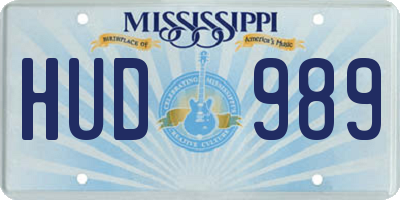 MS license plate HUD989
