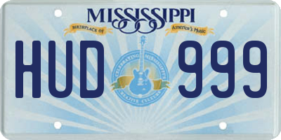 MS license plate HUD999
