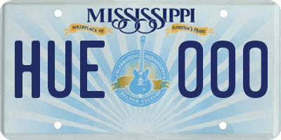 MS license plate HUE000