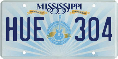 MS license plate HUE304