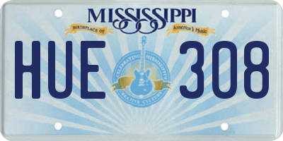 MS license plate HUE308