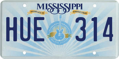 MS license plate HUE314
