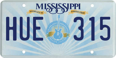 MS license plate HUE315