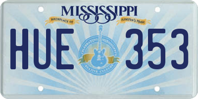 MS license plate HUE353