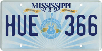 MS license plate HUE366