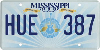 MS license plate HUE387