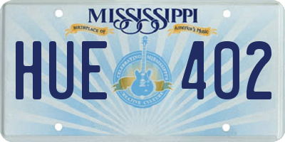 MS license plate HUE402