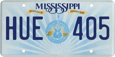 MS license plate HUE405