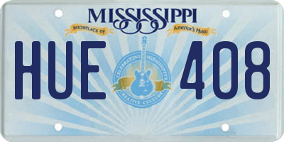MS license plate HUE408
