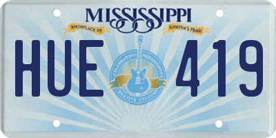 MS license plate HUE419