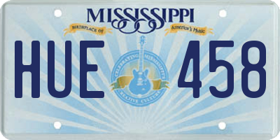MS license plate HUE458