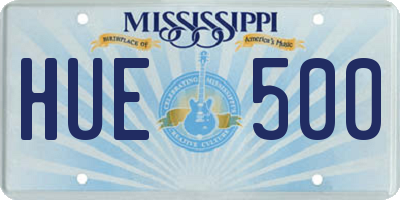 MS license plate HUE500
