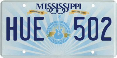 MS license plate HUE502