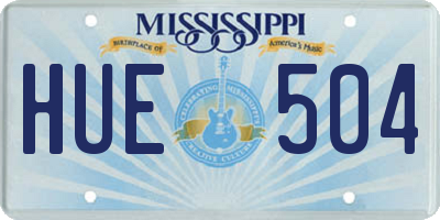 MS license plate HUE504