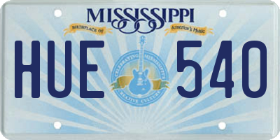 MS license plate HUE540