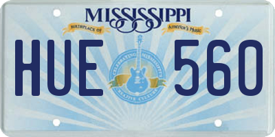MS license plate HUE560