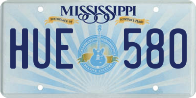 MS license plate HUE580
