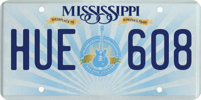 MS license plate HUE608
