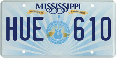 MS license plate HUE610