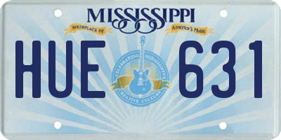 MS license plate HUE631