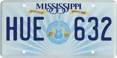 MS license plate HUE632