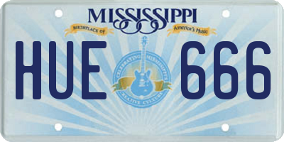 MS license plate HUE666