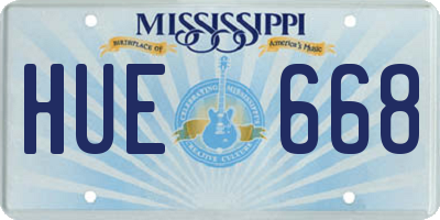 MS license plate HUE668