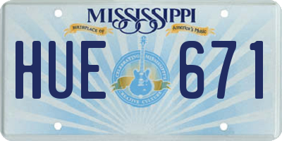 MS license plate HUE671