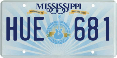 MS license plate HUE681