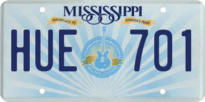 MS license plate HUE701