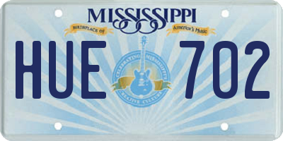 MS license plate HUE702
