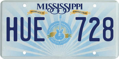 MS license plate HUE728