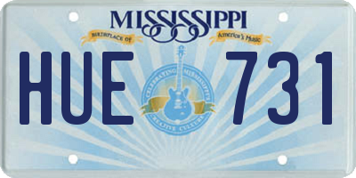 MS license plate HUE731