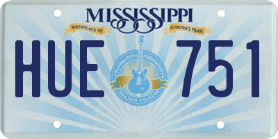 MS license plate HUE751