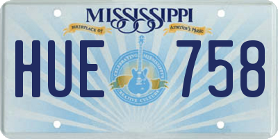MS license plate HUE758
