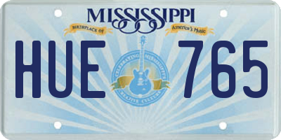 MS license plate HUE765
