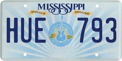 MS license plate HUE793