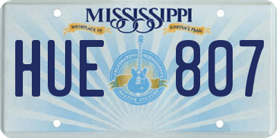 MS license plate HUE807
