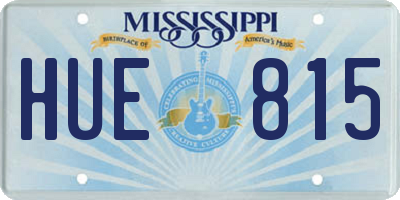MS license plate HUE815