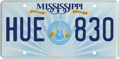 MS license plate HUE830
