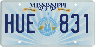 MS license plate HUE831