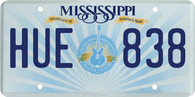 MS license plate HUE838