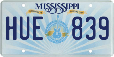 MS license plate HUE839